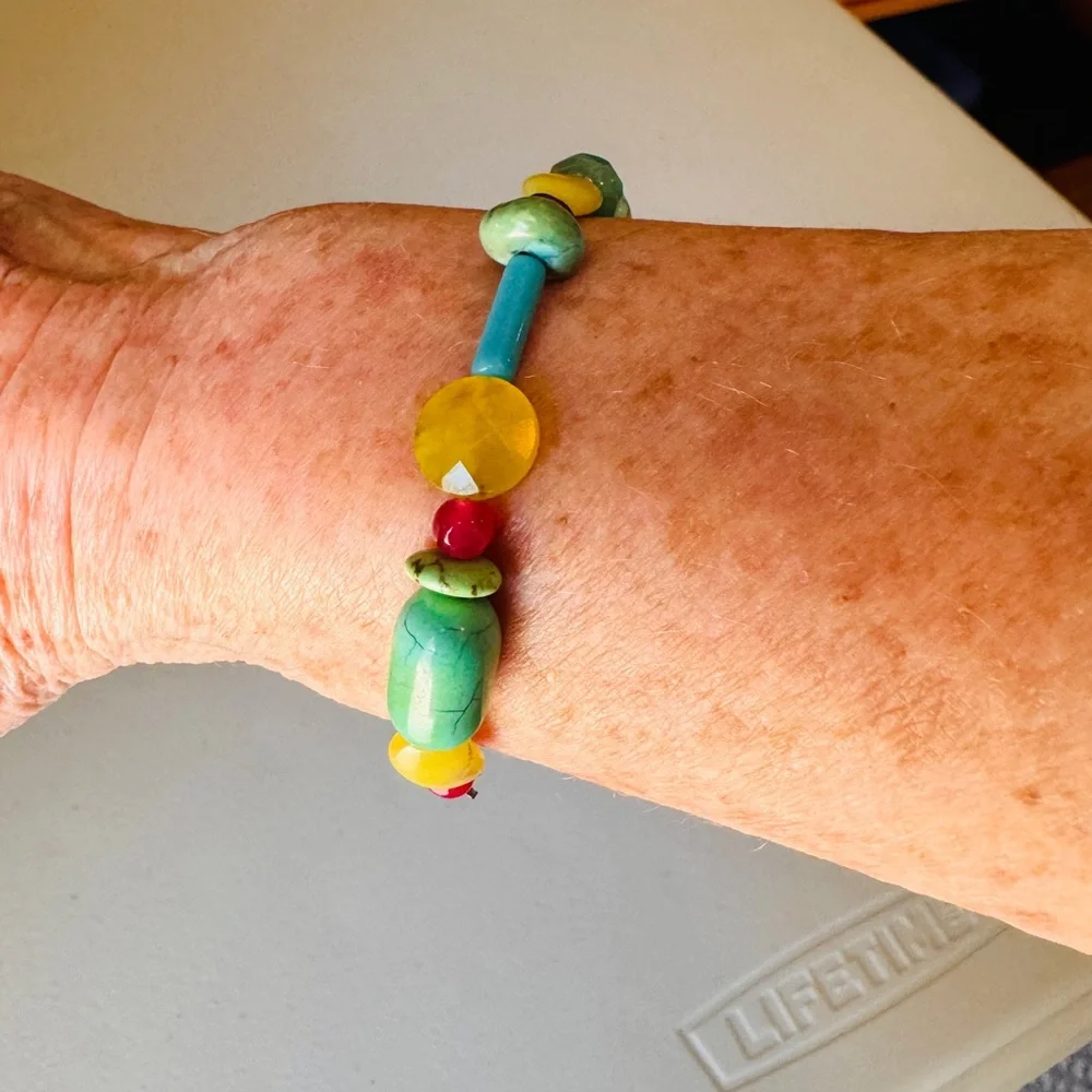Handmade Turquoise & Aqua Gemstone Bracelet | Sterling Silver | 8”